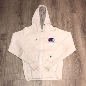 White champion zip up sweater